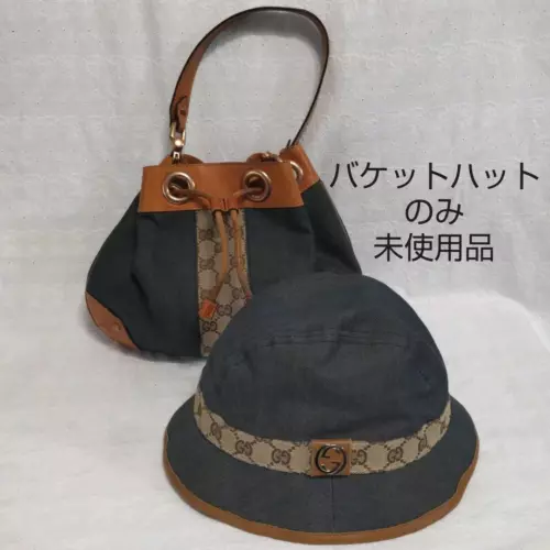 GUCCI denim GG matching bucket hat shoulder bag set sale Hat size L
