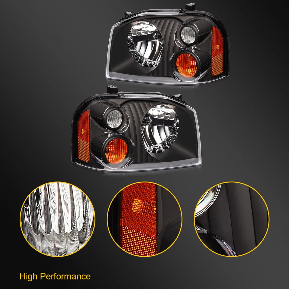 Conjunto de faros para Nissan Frontier 2001-2004 carcasa negra izquierda+derecha Foto 2 de 4