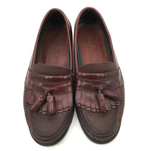 H.S. Trask Creel Herren Kiltie Halbschuhe Quaste Mokassinnaht 8M Braun Bison Leder