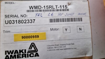 Iwaki AMERICA Walchem WMD-15RLT-115 Item 1009-MDP Magnetic Drive Pump new in box