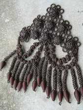 Grand médaillon en passementerie perlé ancien fin XIXè fait main