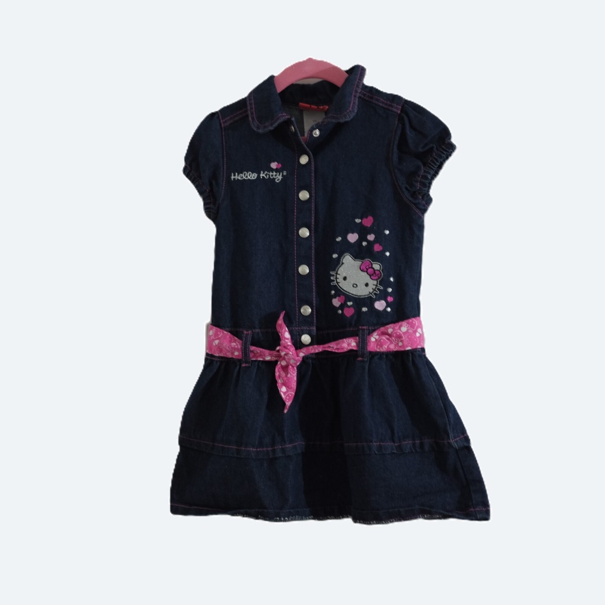 Hello Kitty Denim Dress Girls SZ 6x Embroidered Sanrio