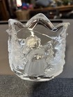 USED Mikasa Holiday Candy Dish Or Candle Holder 4” W x 3 1/2” T Frosted Glass — photo 1