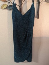 Lulus - Teal Sparkle Glitter - Mini Dress - Spaghetti Straps - Women's M