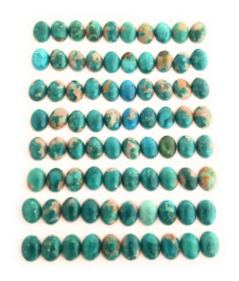 20 Oval Shaped 100% Genuine Green Persian Turquoise Cabochons 6x8mm