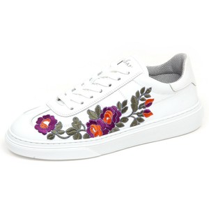 white sneakers with flowers