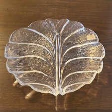 ORREFORS Sweden Eden Crystal Leaf 7.25" Salad or Dessert Plate  Design Hellsten