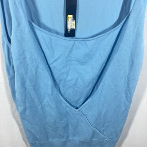 AUGUST SILK blue scoop neck viscose silk sleeveless knit top M - Picture 3 of 12