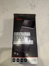 Rocketfish- 8 Outlet 3600 Joules Surge Protector with 2 USB / 6ft Cord Black