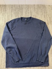 J Crew Sweater Mens Large Blue Cotton Crewneck Knit Pullover Casual Classic