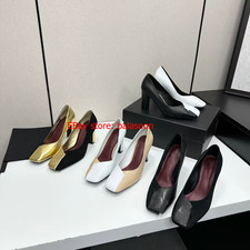 Thick-Heeled Square-Toe Shoes Fashion Leather High-Heeled Shoes Women's 2026