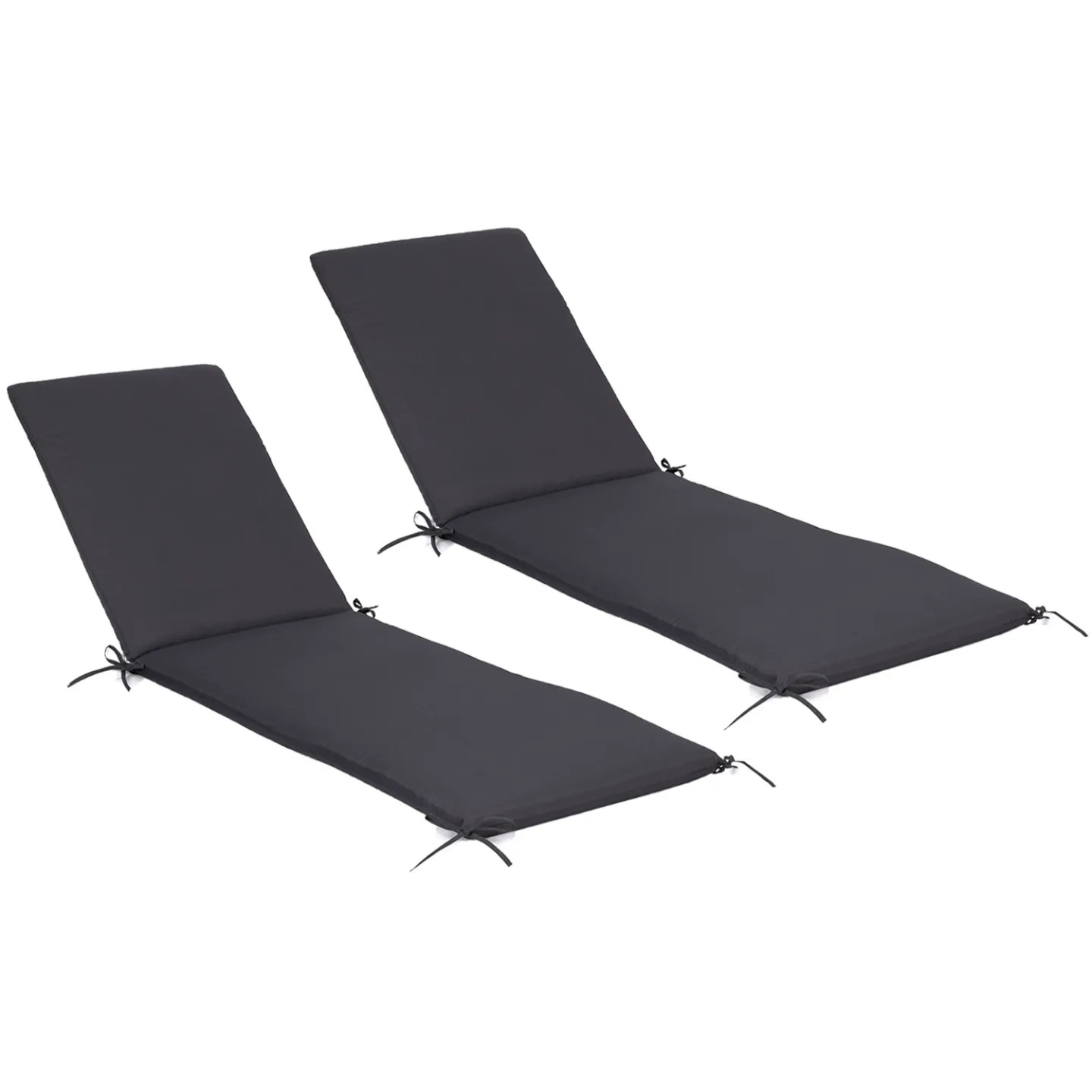 Lot de 2 coussins transat 190 cm gris anthracite en tissu premium résistant aux rayons UV