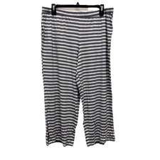 NWT Size XL Soma Cool Nights Crop Pant Capri Stripe Blue & White