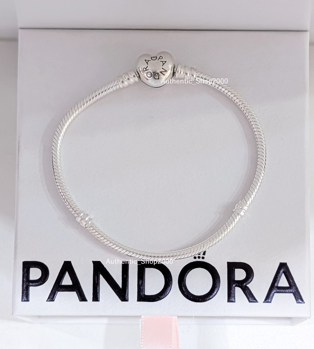 New 100% PANDORA 925 Ale Silver Snake Chain Charm Bracelet W