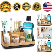 Bathroom Organizer Storage Detachable 7 Slot Toothbrush Holder Drainage Counter