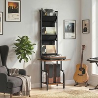Homcom Plattenspieler Schallplatten Aufbewahrung Mit 3 Stofftaschen Offenem Fach