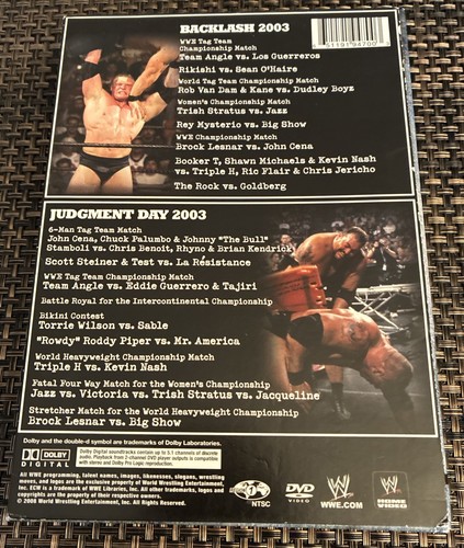 WWE - Tagged Classics 2003: Backlash /Judgement Day (DVD, 2008) Two PPV Events - Picture 2 of 2