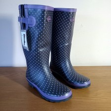 Stormwells Slip On Wide Fit Polka Dot Wellies Wellington Boots Ladies Size 3