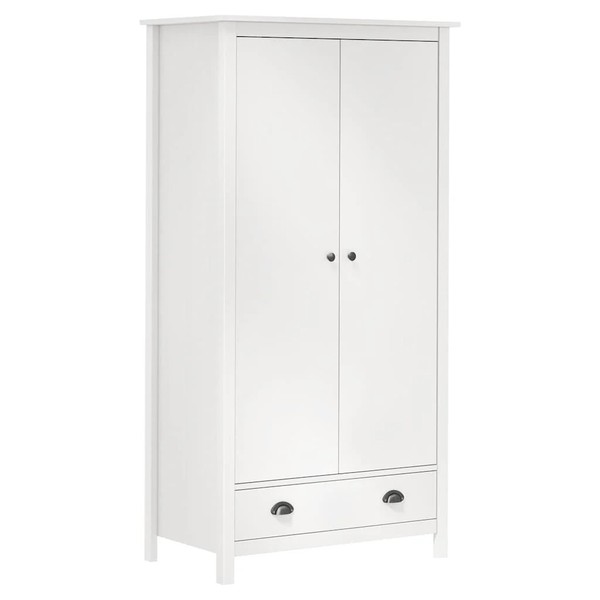 Vidaxl Kleiderschrank Mit 2 TüRen Hill Weiß 89X50X170 Cm Kiefernholz Neu-image