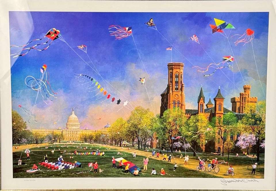 Kite Day In Washington" Seriolitografia 1156/2500, Artista Assinado, Alexander Chen - Imagem 2 de 4