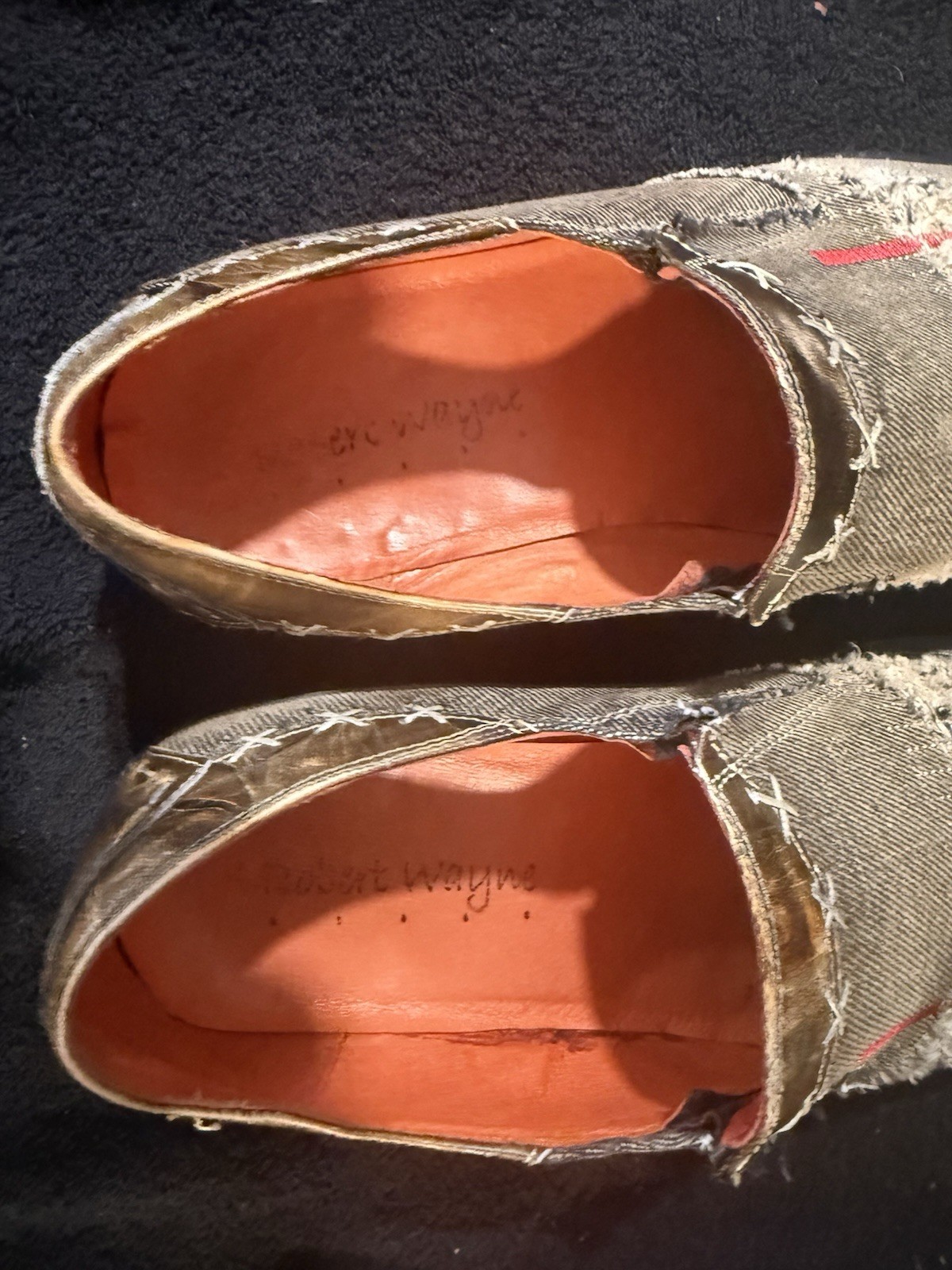 Robert Wayne  "Implode" Tan Denim Leather Loafers… - image 3