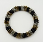Black Gold Silver Tone Seed Bead Bangle Bracelet Boho Fashion Jewellery