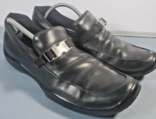 Prada Black Leather Spazzolato Rois Buckle Sport Loafers Men's US 12.5 UK 10.5