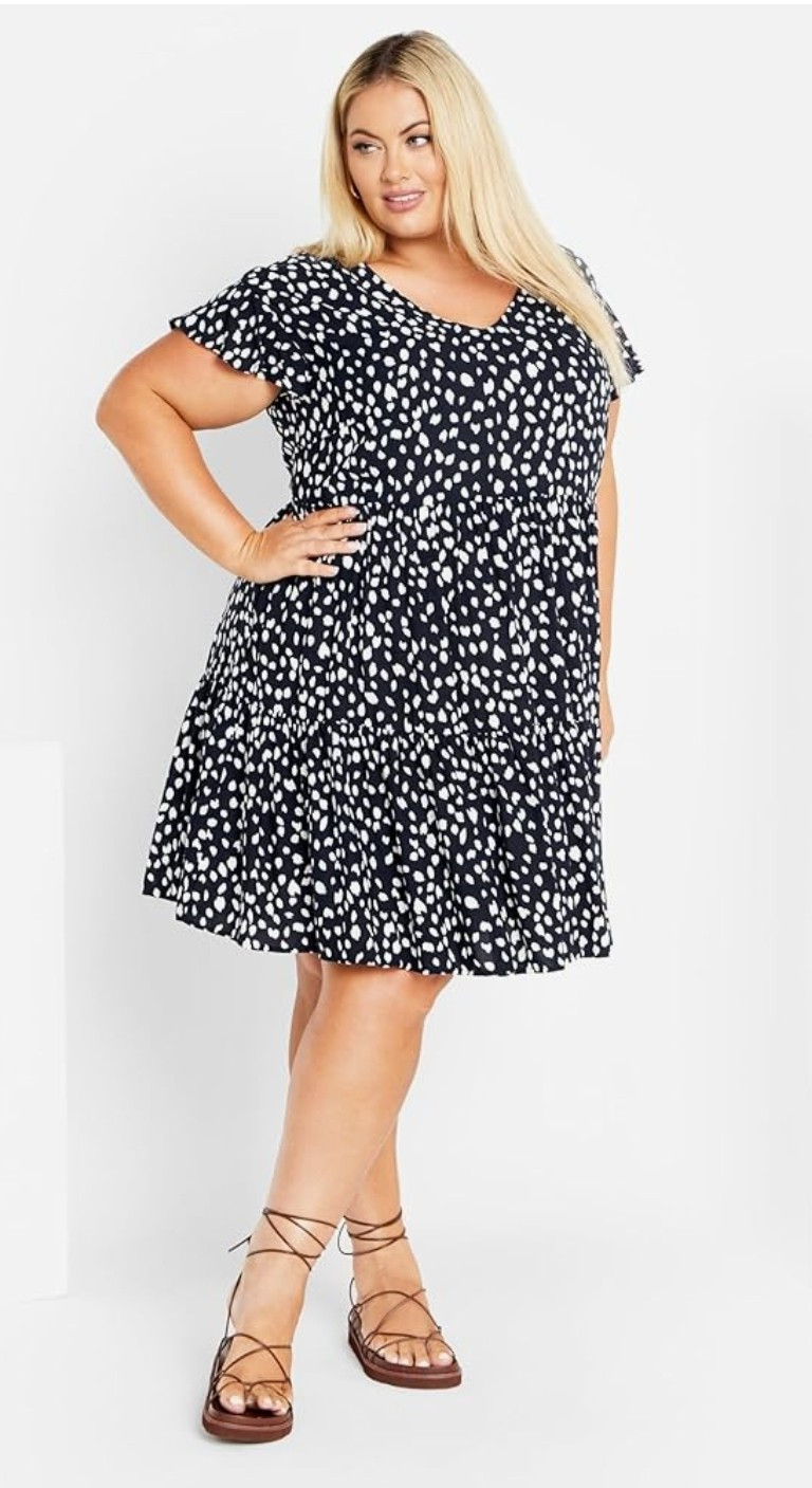 Avenue Women's Plus Size Dress Unwind Tiers Splash Spot Size 20