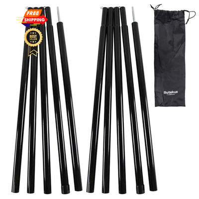 Sutekus Steel Rod Tent Pole Replacement Accessorie 2pc/Set Adjustable Black