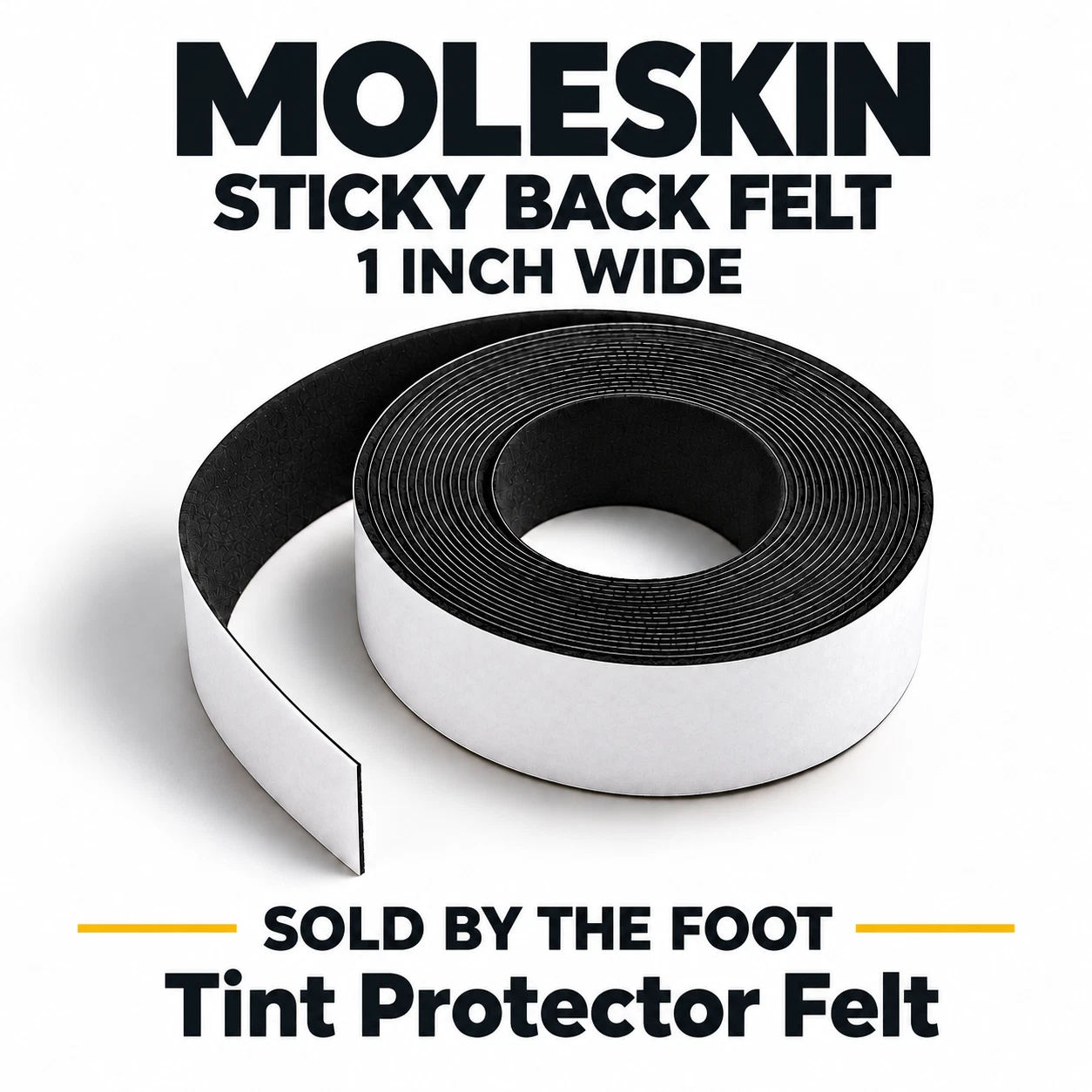 Moleskin Felt High Temp Self Adhesive Rolls 1 Inch 5-90 Feet Tint Protector image 1