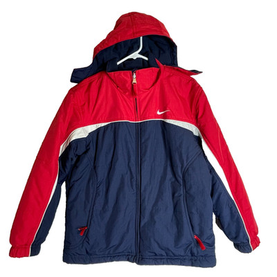 Vtg Nike Boys Reversible Hooded Coat Jacket Y2K Youth Large 14/16 Fleece
