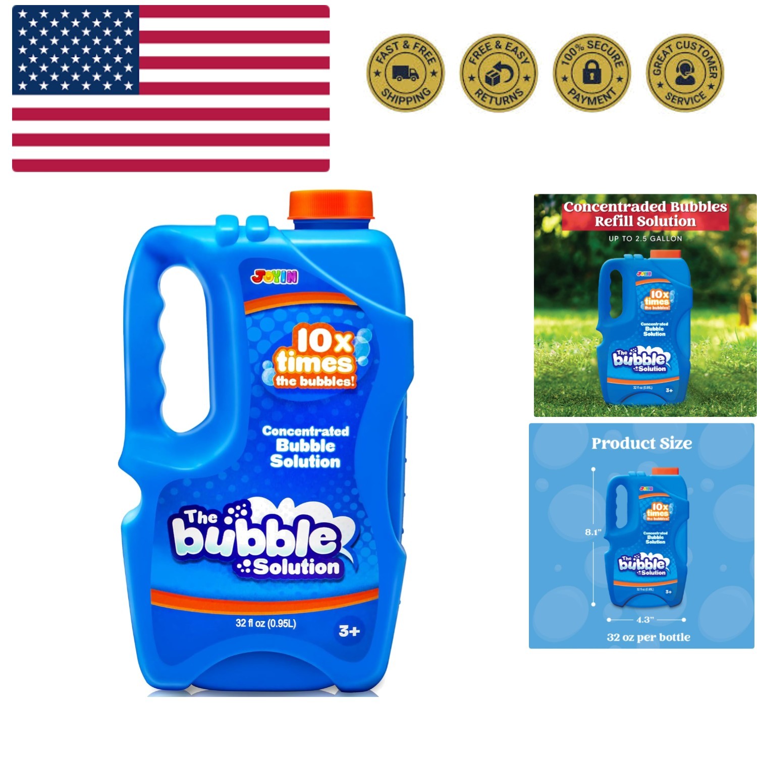 32 OZ Concentrated Bubble Solution for Bubble Machines Up to