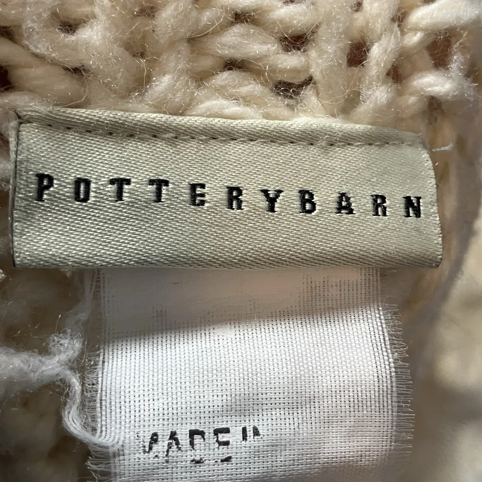 Pottery Barn Edilon Cable Bobble вязаный плед ручной вязки хлопок слоновая кость - Изображение 4 из 4