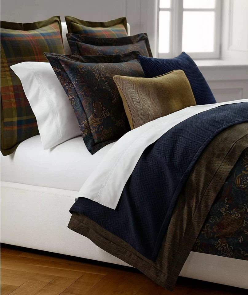 Ralph Lauren Henry Colección Oren a Cuadros Ropa de Hombre Inspirada Euro Sham $135 Verde Foto 3 de 3