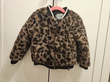 Giacca pile zip 2-3 anni bambina soffice marrone/nero stampa leopardo Koko Noko