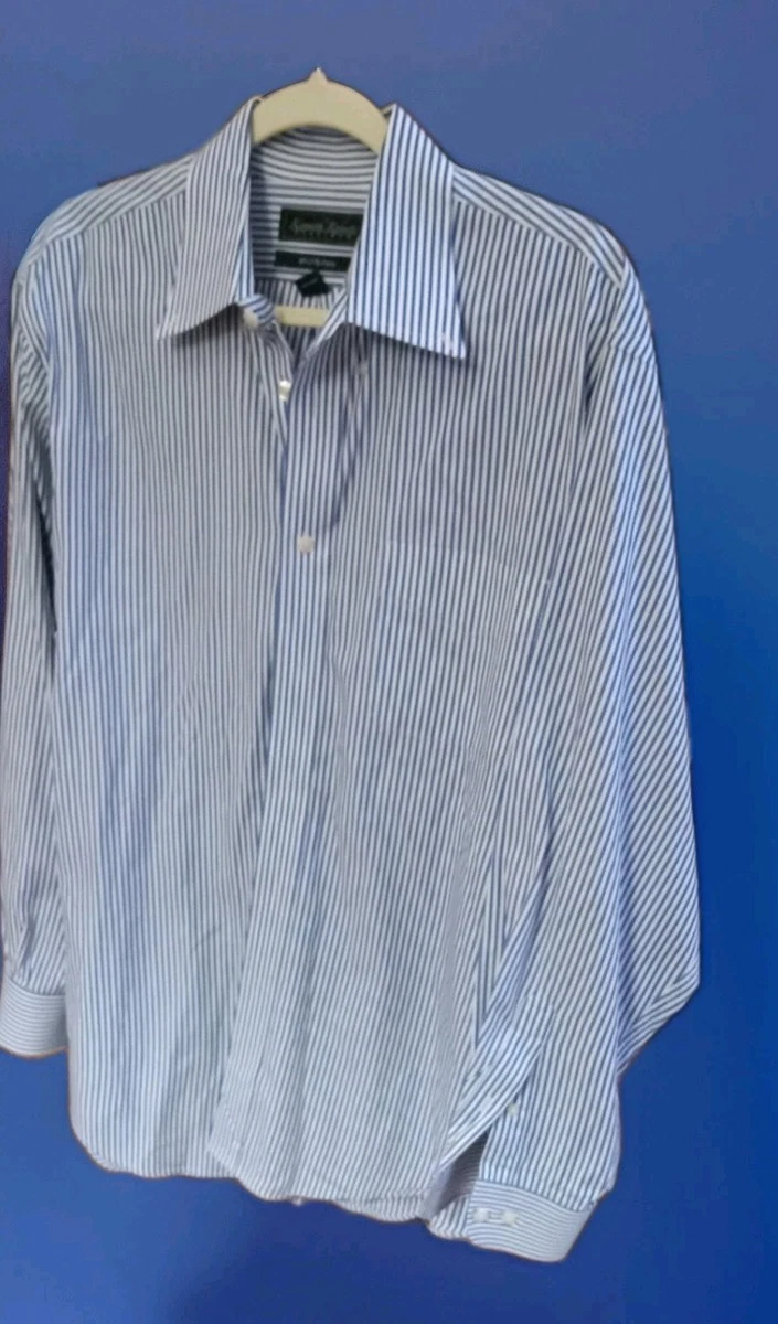 kenneth roberts dress shirts Kenneth Roberts Size 2XL-18 34/35 Platinum Blue/White Stripe Dress Shirt New
