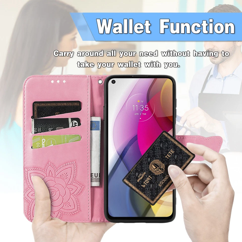 For Moto G Stylus 5G/Power/Play/Edge Magnetic Wallet Leather Flip Stand Case - Image 3 of 4