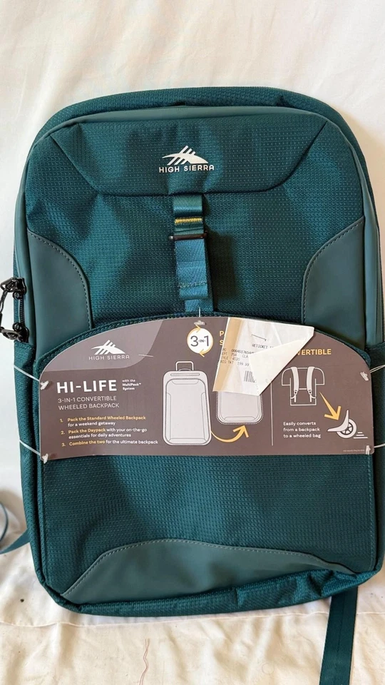$100 New HIGH SIERRA Backpack Travel Shoulder Bag Unisex Green - Image 2 of 4