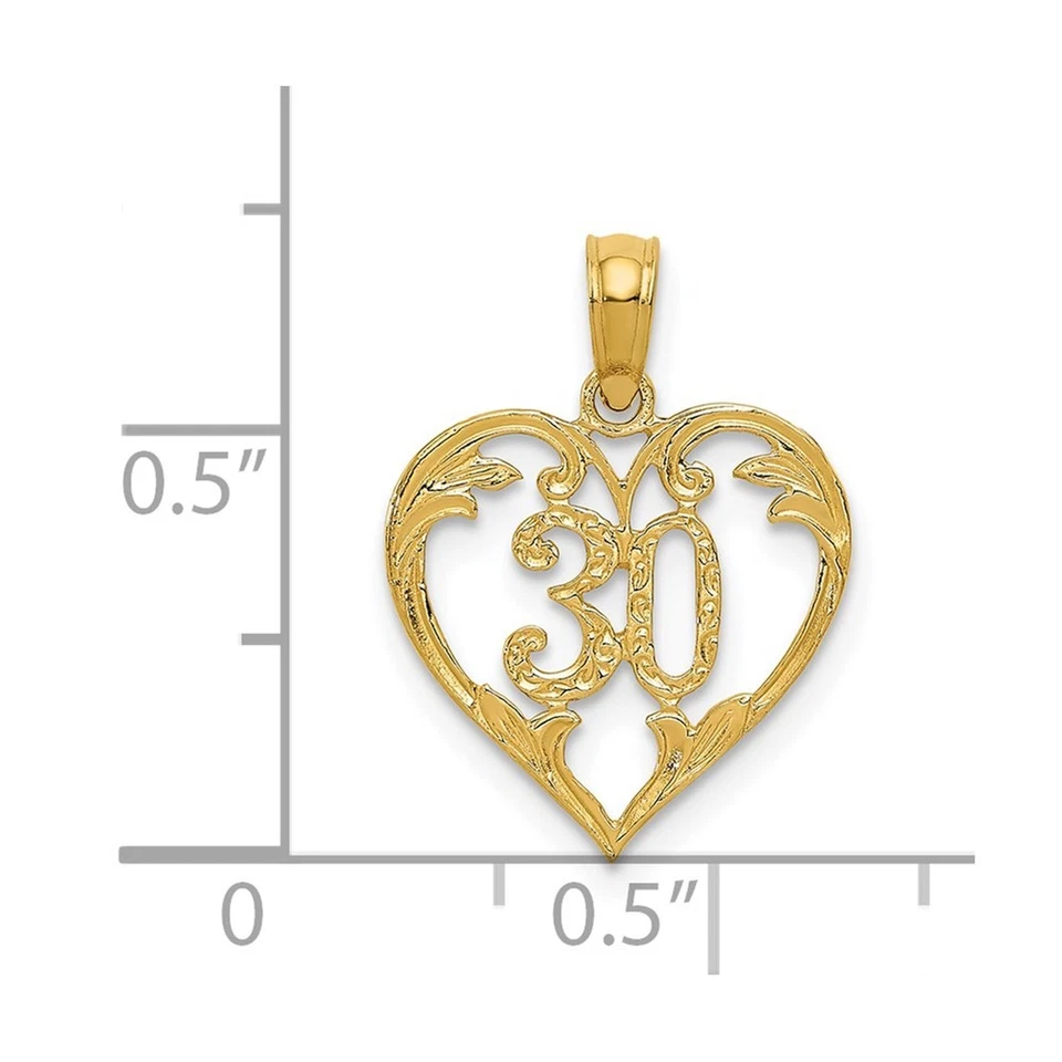 14k Yellow Gold 30 in Heart Cut-out Charm Pendant L 19mm, W 14mm Foto 4 de 4