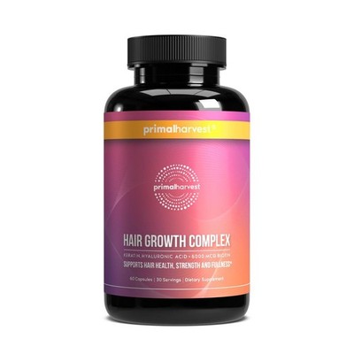 Primal Harvest Hair Vitamins   60 Biotin & Zinc Pills for Women & Men Hair Growt