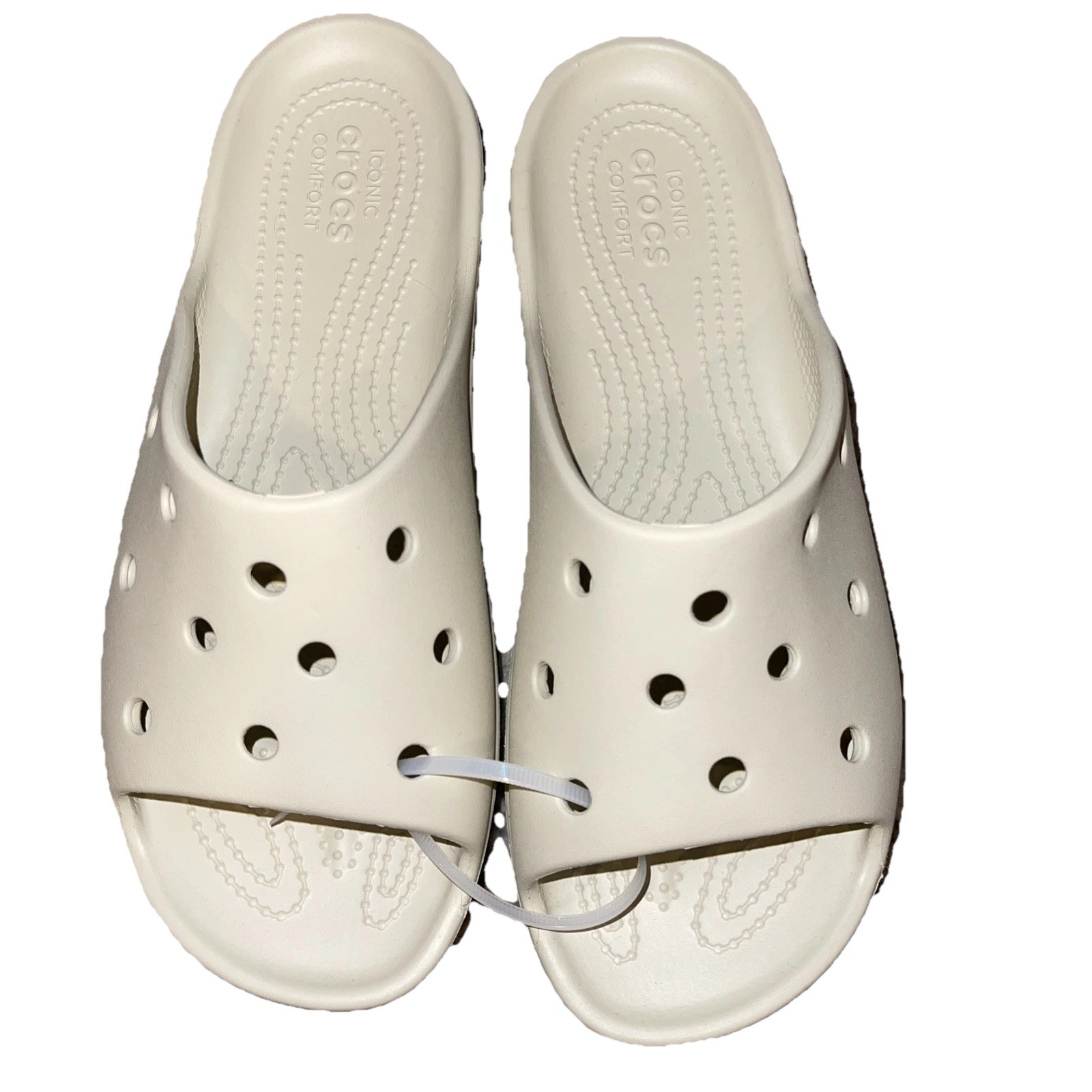 Crocs Classic Platform Slide Bone Beige Sz 8 Casual Sandals Slippers NWOT