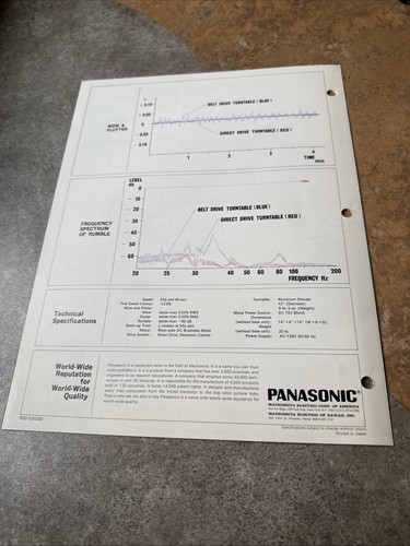 Tocadiscos Original Panasonic Modelo SP-10 2 Velocidades Hi Fi Color Folleto Especificaciones! - Imagen 8 de 8