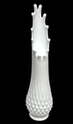 Vintage Fenton Hobnail Stretch Swung Vase White Milk Glass 13 1/2" Nice Shape
