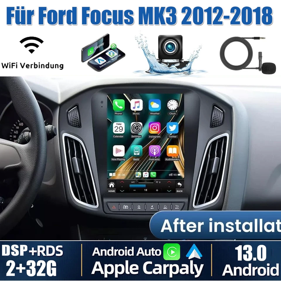 Für Ford Focus MK3 2012-2018 Android 13 Autoradio CarPlay GPS Navi WIFI & Kamera - Bild 2 von 4