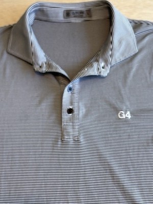 G/FORE Polo Shirt Mens Large Gray Striped Golf Performance Stretch Short Sleeve