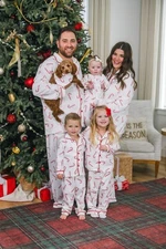 Matching Family Christmas Pajamas Candy Cane Holiday PJs for Adults, Kids & Pet
