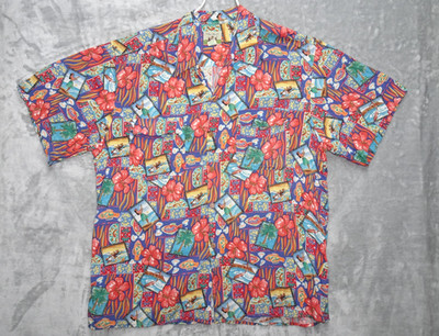 Vintage Reyn Spooner Short Sleeve Button Up Rayon Loop Collar Surf Hula Shirt 2X