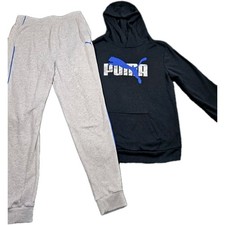 Puma Youth Hoodie Jogger Set Kids Size XL 18/20 Black  Blue  Grey