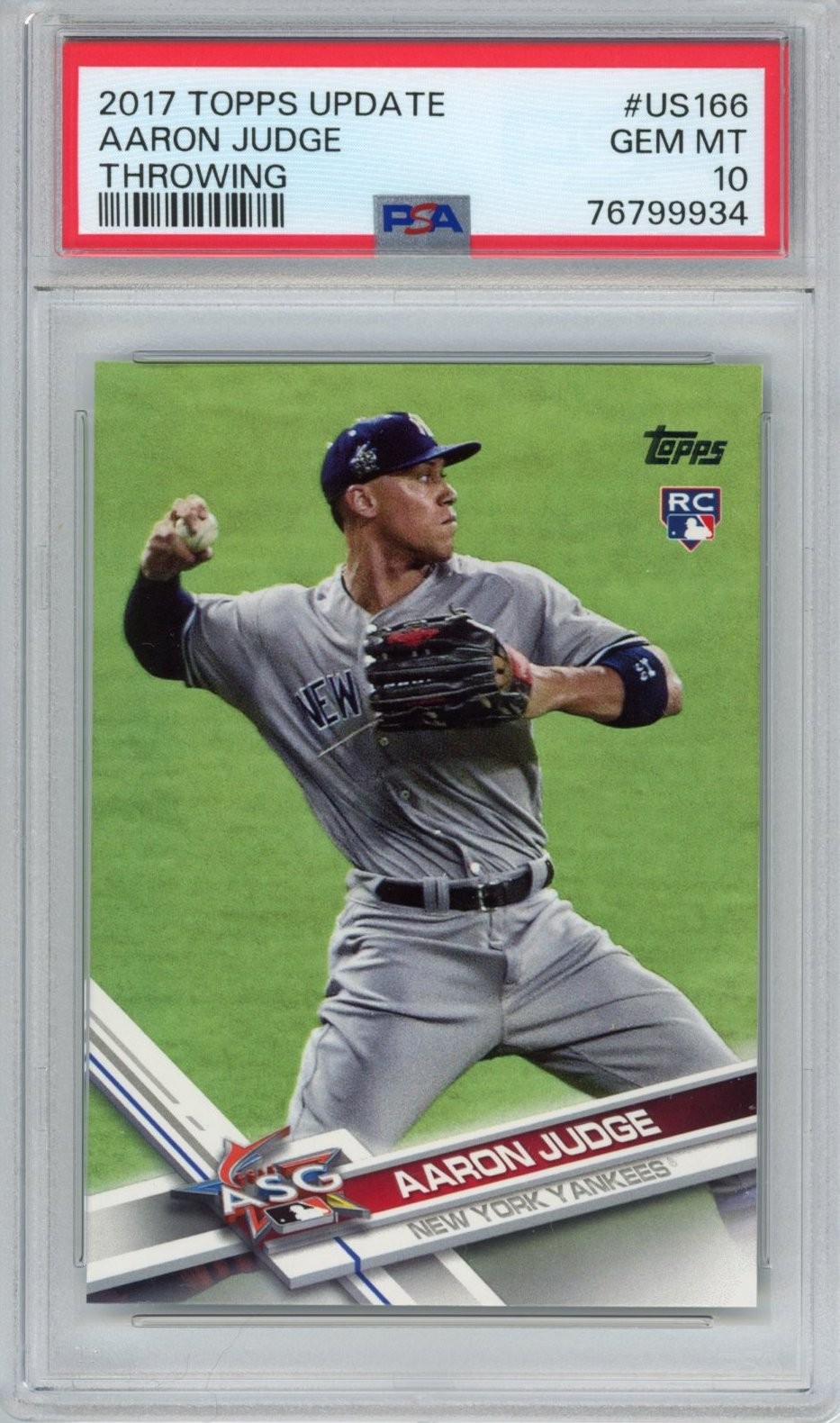 Graded 2017 Topps Update Aaron Judge #US166 Throwing Rookie Card PSA 10