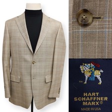 HART SCHAFFNER MARX mens brown tan plaid sport coat suit jacket blazer 40 L